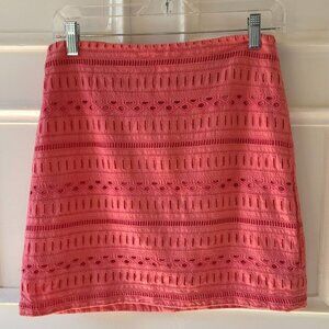 Gap Womens  Sz 2 Coral Pink Eyelet Embriodery Mini Skirt Cotton Lined